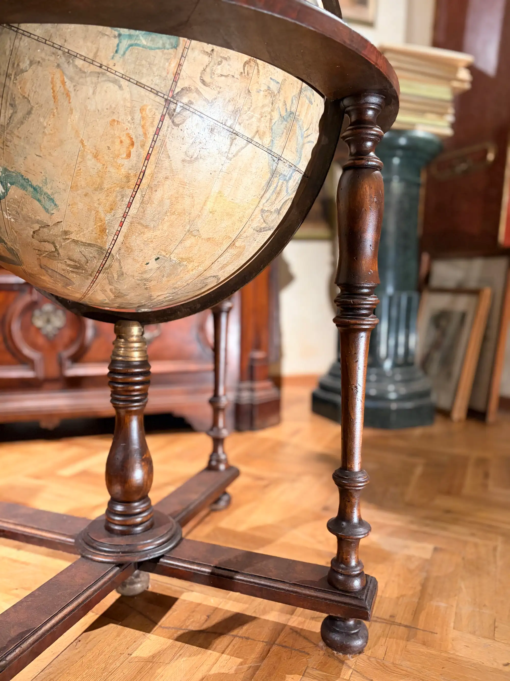 Globo Celeste Italiano del XIX Secolo su Base in Legno Tornito - immagine 7