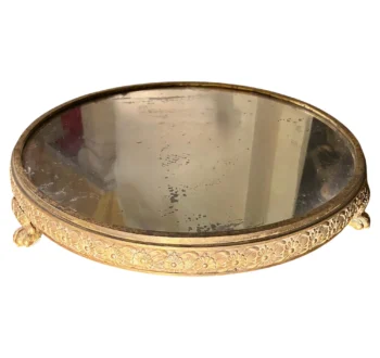 Centrotavola con Specchio del XIX Secolo in Stile Impero Italiano in Bronzo Dorato al Mercurio