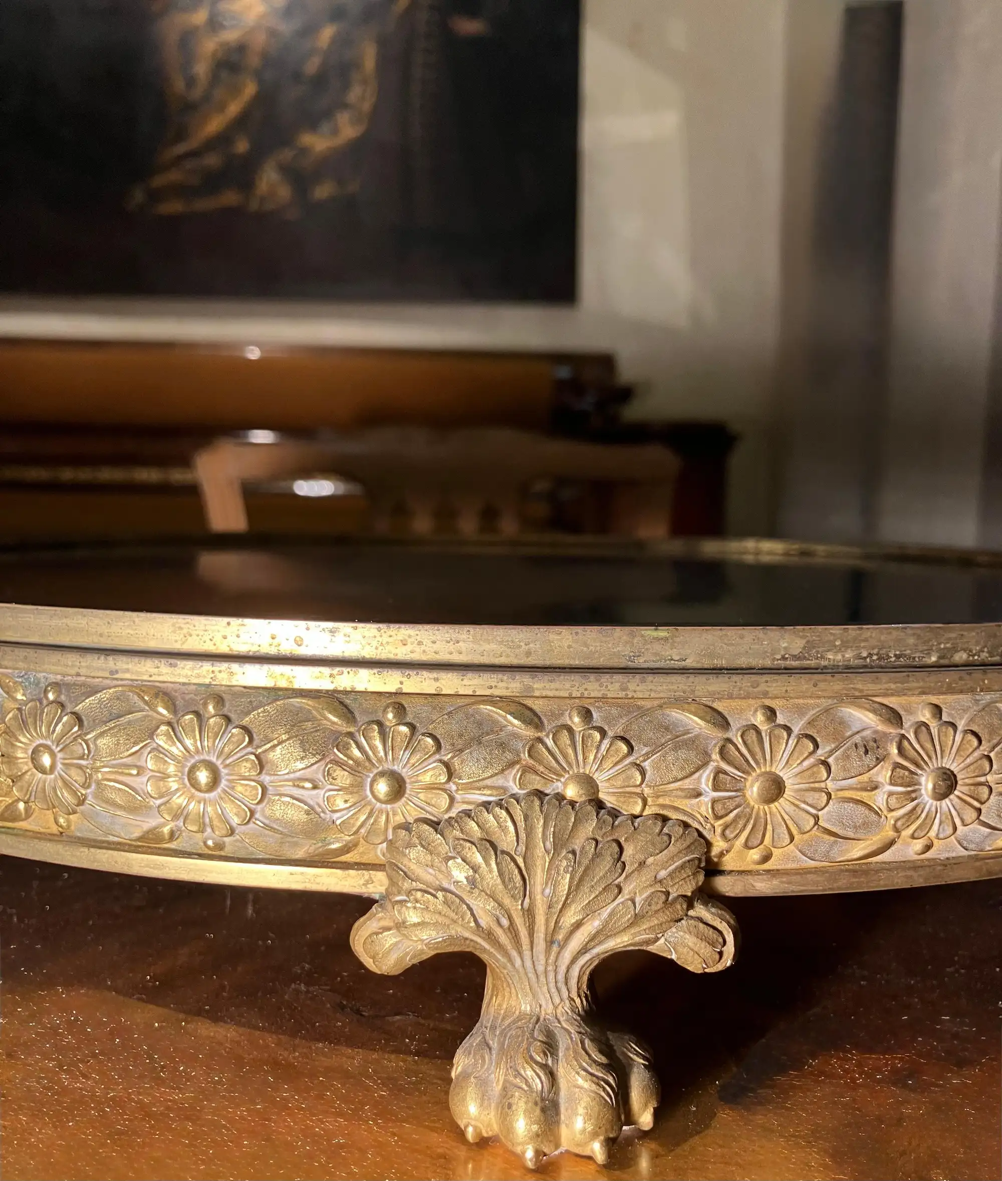 Centrotavola con Specchio del XIX Secolo in Stile Impero Italiano in Bronzo Dorato al Mercurio - immagine 11
