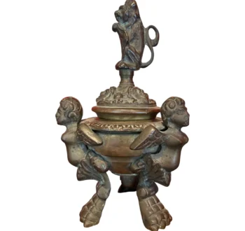 Calamaio in Bronzo Patinato Italiano della Fine del XIX Secolo in Stile Neorinascimentale