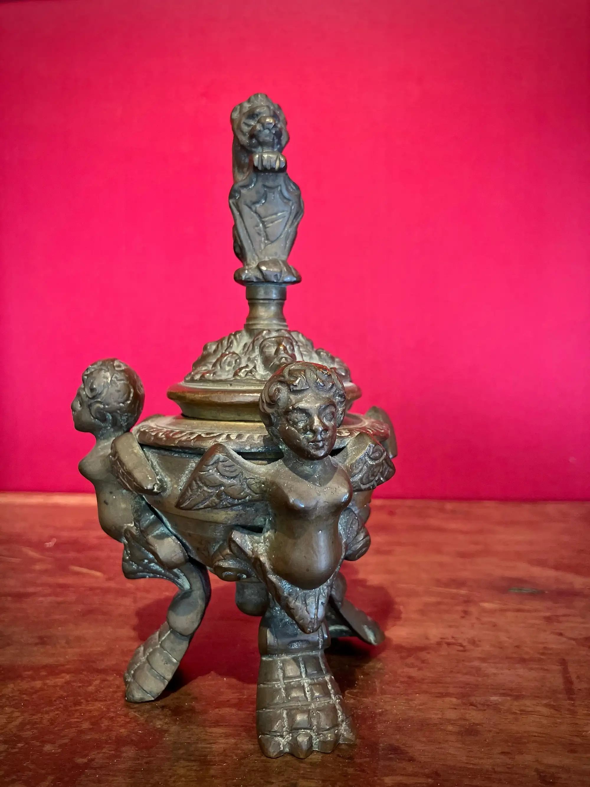 Calamaio in Bronzo Patinato Italiano della Fine del XIX Secolo in Stile Neorinascimentale - immagine 3