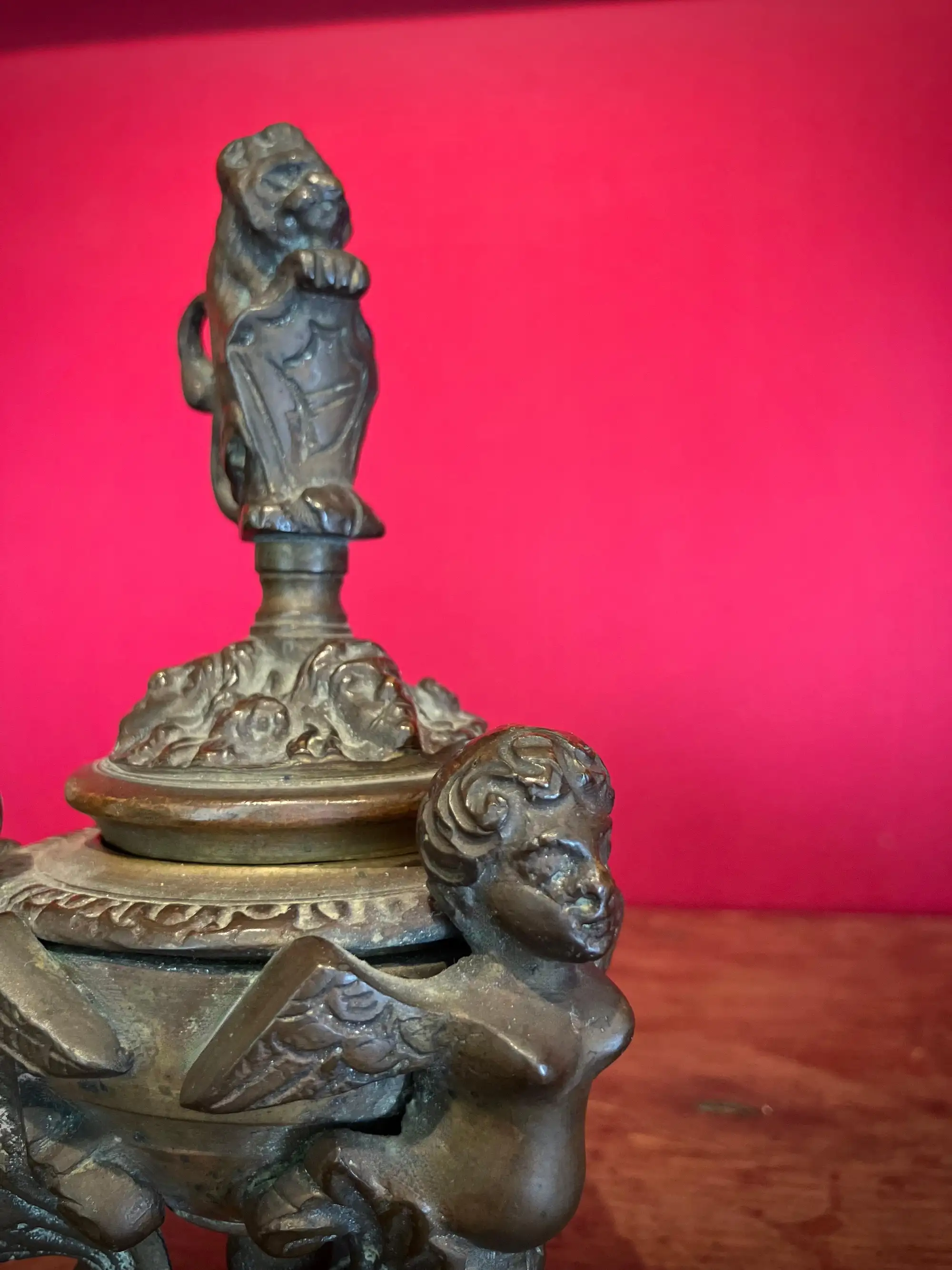 Calamaio in Bronzo Patinato Italiano della Fine del XIX Secolo in Stile Neorinascimentale - immagine 6