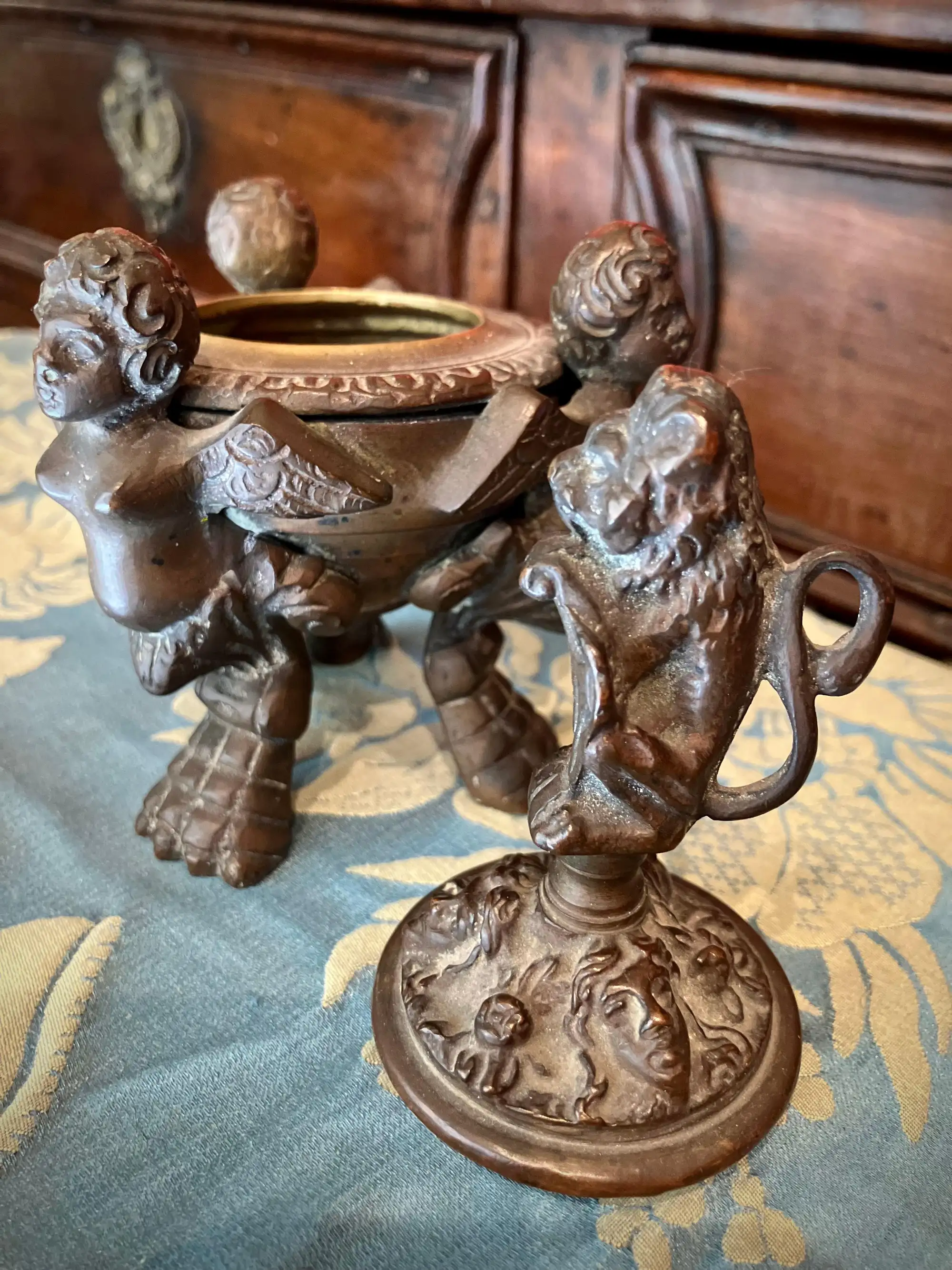 Calamaio in Bronzo Patinato Italiano della Fine del XIX Secolo in Stile Neorinascimentale - immagine 7