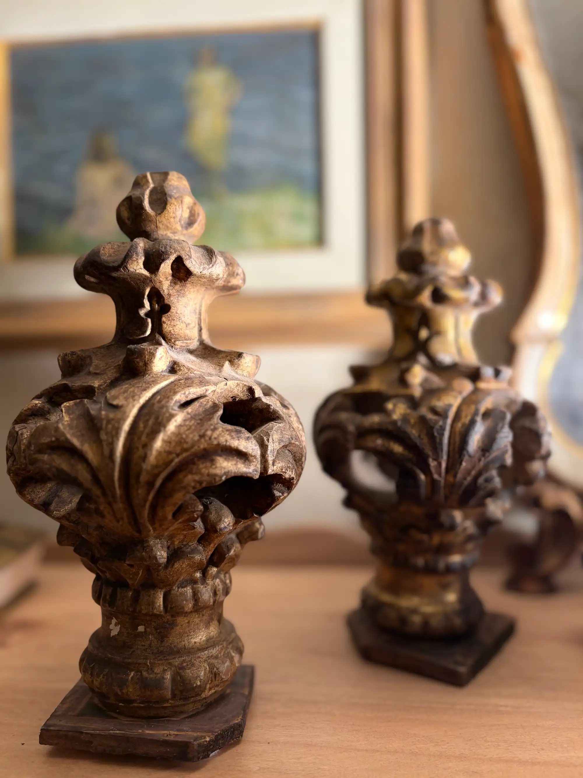 Coppia di Pinnacoli in Legno Intagliato e Dorato, Epoca Luigi XV, XVIII Secolo - immagine 6